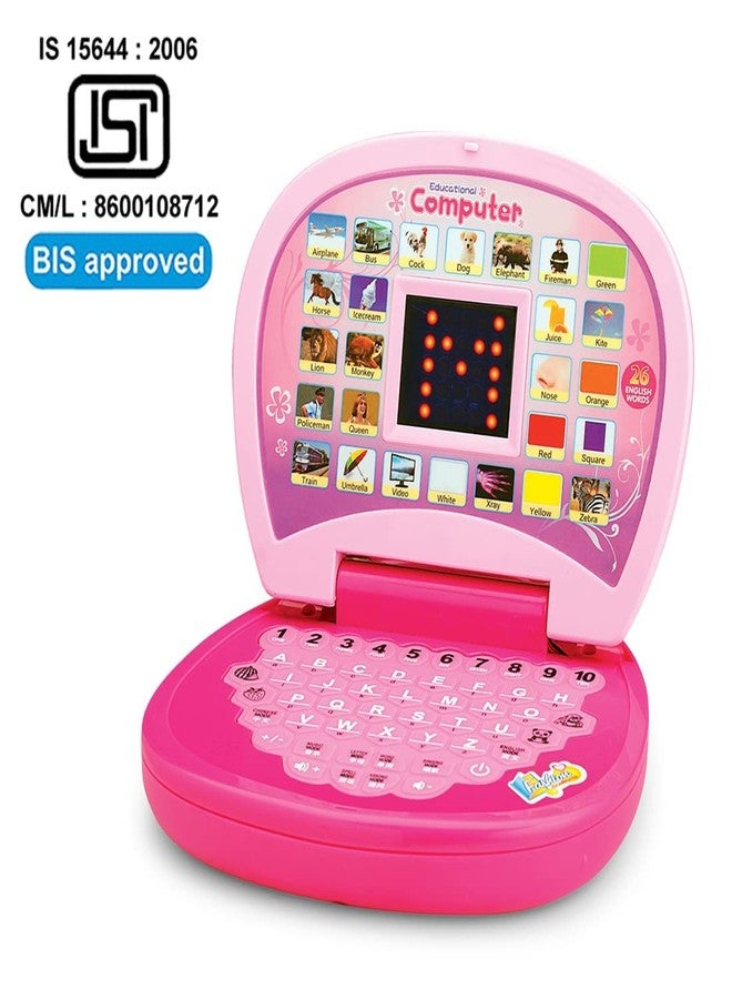 Zyamalox Kids Computer Toy Baby Laptops for Kids 1 2 3-6 Years Activity Electronics Number & Alphabet Charts for Kids Learning Educational Toy with Sound and Music - BIS Approved (Pink) - Image 2